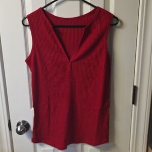 NWOT-Sleeveless Red Ribbed Top